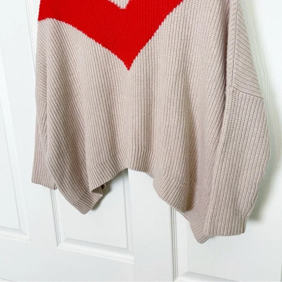 Ted Baker Gorgiey Chevron Stripe Mock Neck Sweater Blush Orange Wool Blend Sz M - Picture 4 of 10